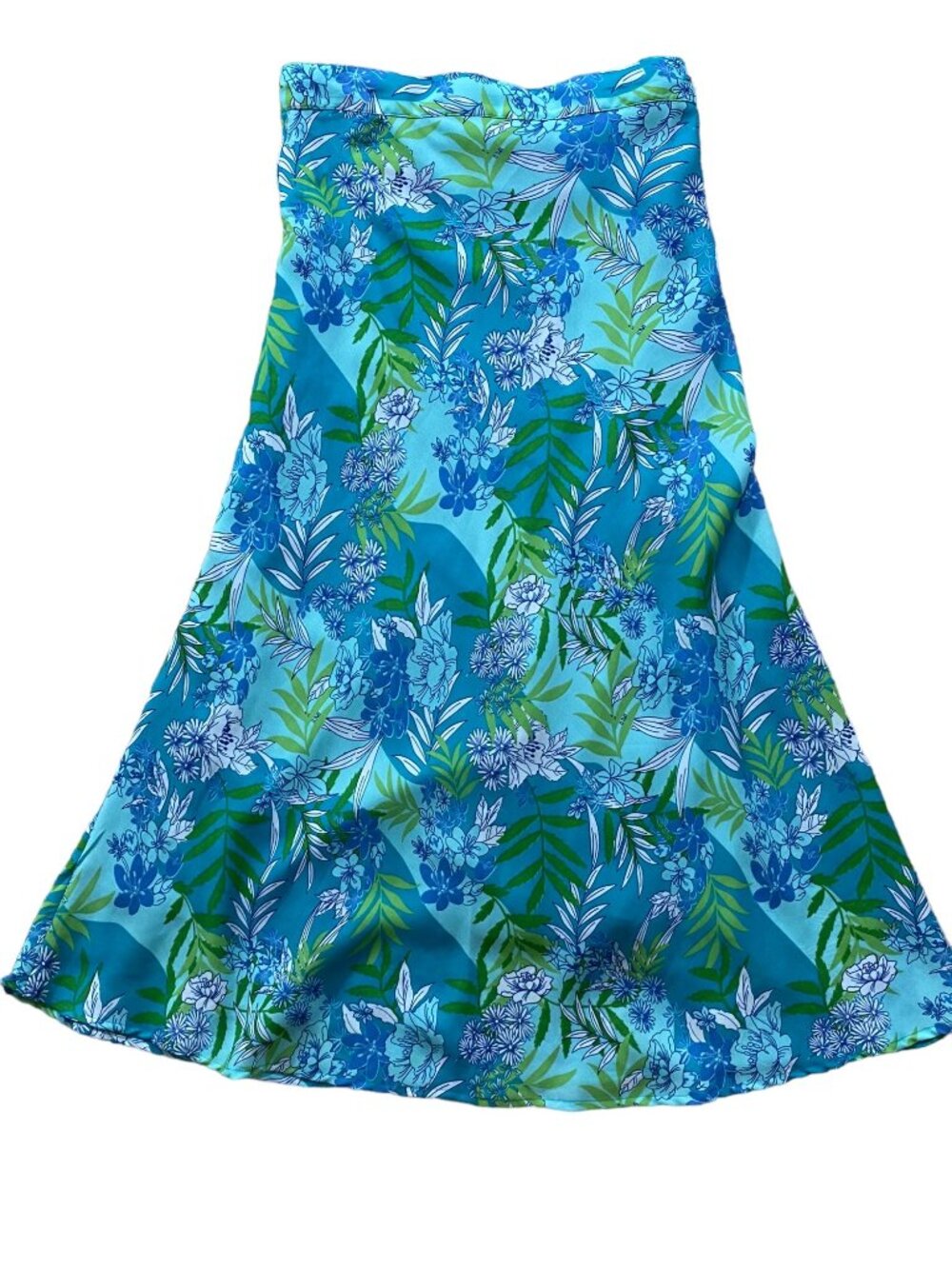 Agapo Y2K Long Skirt Womens 10 Blue Floral Coconut Girl Hibiscus Amalfi Coast